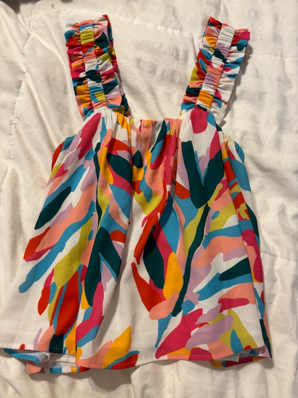 Crosby by Mollie Burch  Abstract Print Ruffle Strap Tank Top